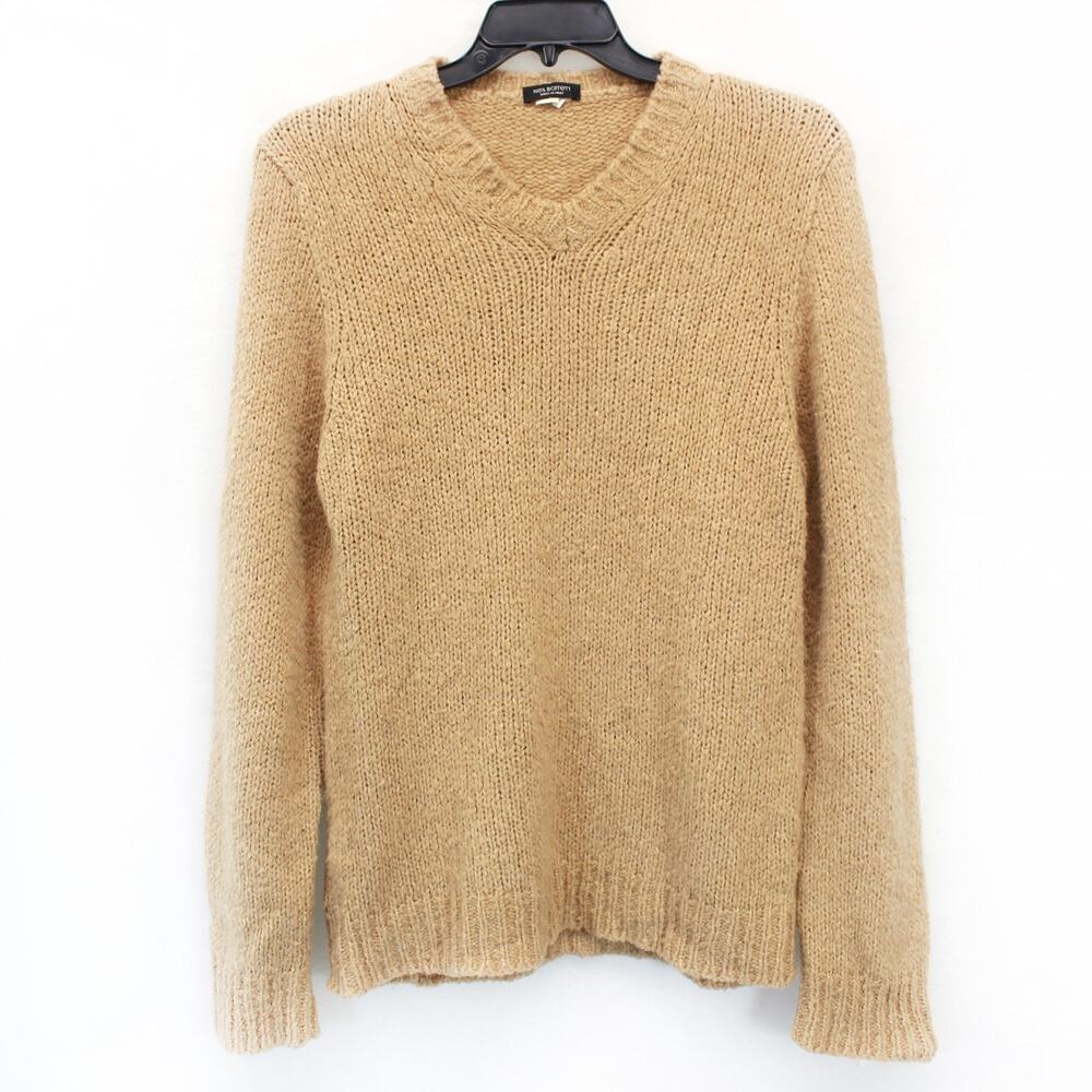 Neil Barrett Vtg Italian Wool Blend Camel Hair V-Neck Soft Cozy Sweater Large